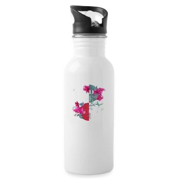 Vibes Only Sticker Zitat Vektor Vintage Kunststile - Trinkflasche mit integriertem Trinkhalm - Weiß - Rechts