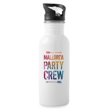 Mallorca Party Crew Spruch - Trinkflasche mit integriertem Trinkhalm - Weiß - Rechts