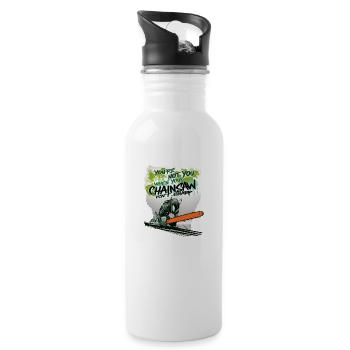 Du bist nicht du wenn Kette stumpf ist - Trinkflasche mit integriertem Trinkhalm - Weiß - Rechts