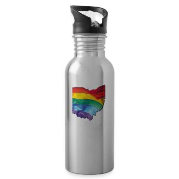 Ohio (United States) | Real Flag | LGBTQIA+ - Water bottle with straw - silver - Right