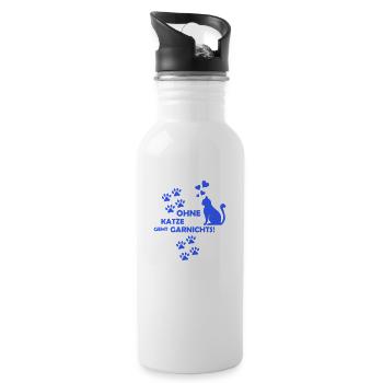 Nothing works without a cat 1 - Water bottle with straw - white - Right