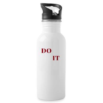 dont quit lion heart - Trinkflasche mit integriertem Trinkhalm - Weiß - Rechts