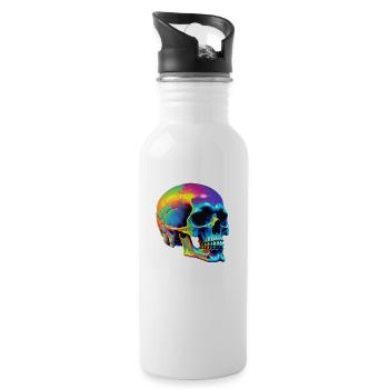 Skull - Trinkflasche mit integriertem Trinkhalm - Weiß - Rechts