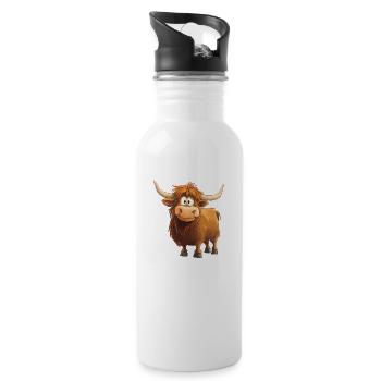 Highland cattle - Water bottle with straw - white - Right