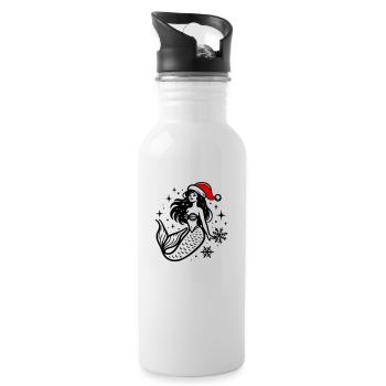 Mermaid Christmas - Water bottle with straw - white - Right