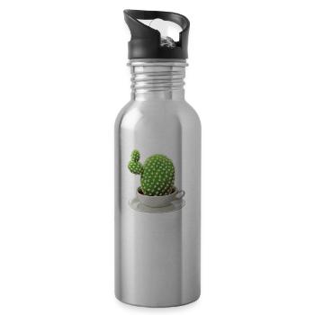 Cactus café - Gourde avec paille intégrée - argent clair - Droite