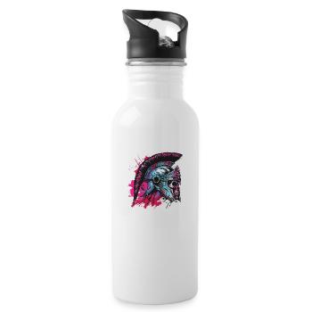 Spartaner Totenkopf Helm - Trinkflasche mit integriertem Trinkhalm - Weiß - Rechts