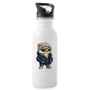Adler Winter - Trinkflasche mit integriertem Trinkhalm - Weiß - Rechts