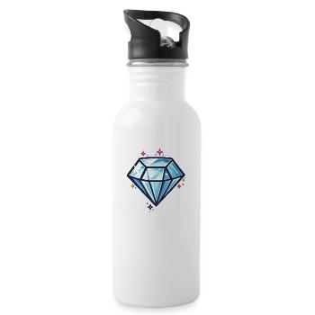 Diamant scintillant - Gourde avec paille intégrée - blanc - Droite