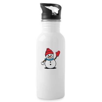 Bonhomme de neige de Noël mignon cadeau de dessin animé - Gourde avec paille intégrée - blanc - Droite
