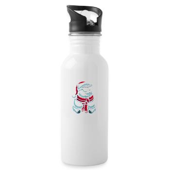 Weihnachten Cooler Eisbär - Trinkflasche mit integriertem Trinkhalm - Weiß - Rechts