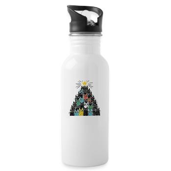 Schwarze Katzen Weihnachtsbaum - Trinkflasche mit integriertem Trinkhalm - Weiß - Rechts