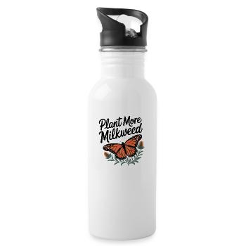 Mehr Seidenpflanzen für Schmetterlinge - Trinkflasche mit integriertem Trinkhalm - Weiß - Rechts