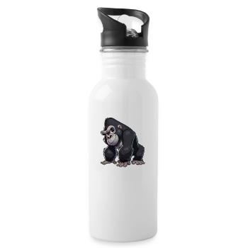 Gorilla-Kind - Trinkflasche mit integriertem Trinkhalm - Weiß - Rechts