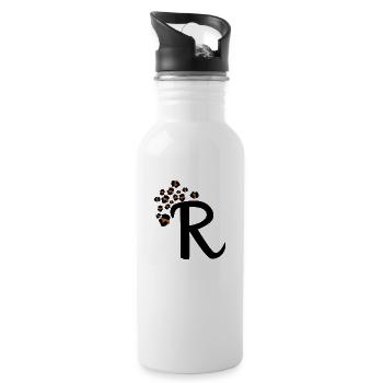 Letter r leopard print - Water bottle with straw - white - Right