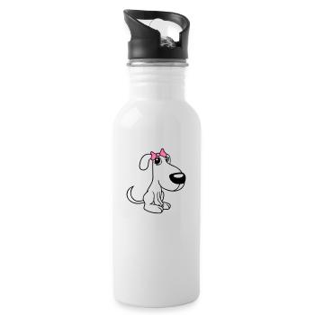 chien assis petit jolie dame arc femelle - Gourde avec paille intégrée - blanc - Droite