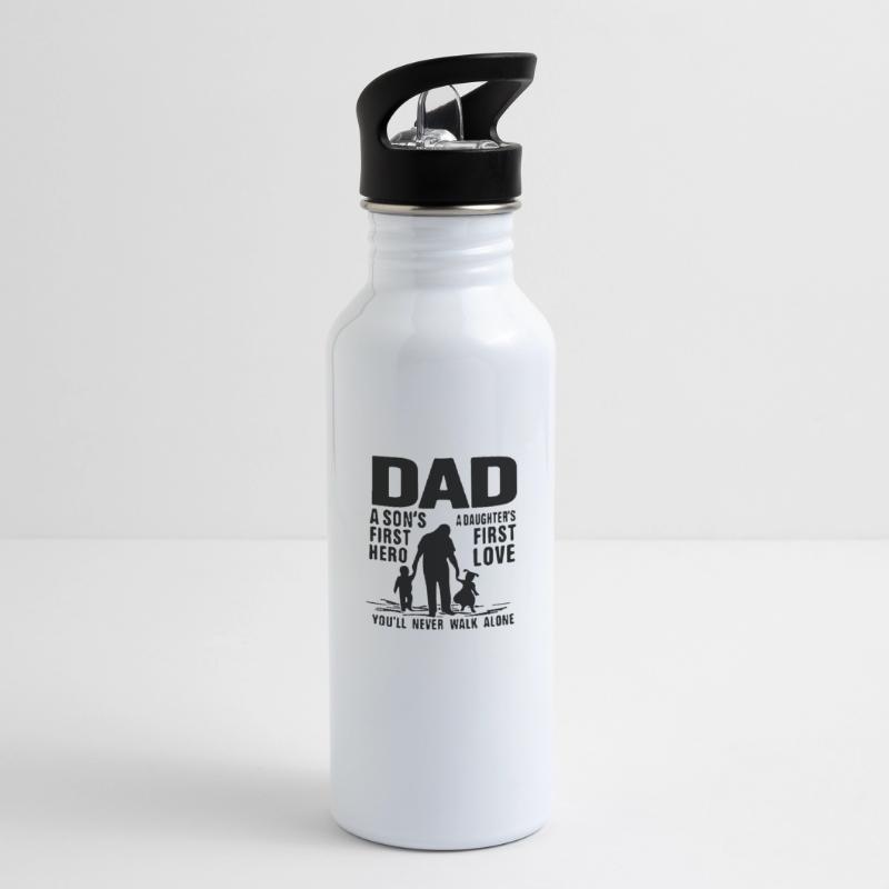 Papa, der erste Held eines Sohnes, die erste Liebe einer Tochter Trinkflasche mit integriertem Trinkhalm