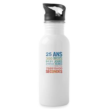 25 Ans de Vie – Un Quart de Siècle en Chiffres - Water bottle with straw - white - Right