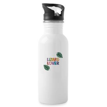 Lizard lover - Water bottle with straw - white - Right