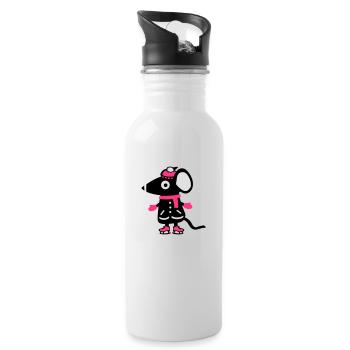 Maus Eiskunstlauf - Schlittschuh - Trinkflasche mit integriertem Trinkhalm - Weiß - Rechts
