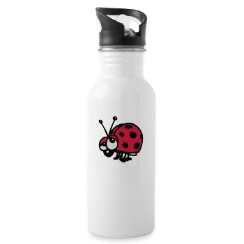 ladybugs - Water bottle with straw - white - Right