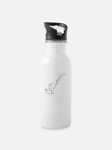 bébé elephant - Gourde avec paille intégrée - blanc