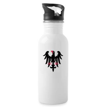 eagle heraldry - Trinkflasche mit integriertem Trinkhalm - Weiß - Rechts