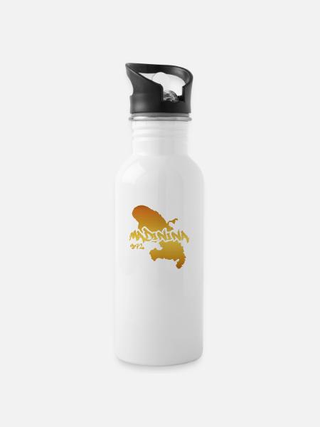 Madinina 972 gold design - Gourde avec paille intégrée - blanc