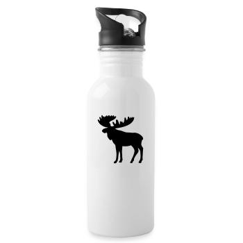 Elch - Trinkflasche mit integriertem Trinkhalm - Weiß - Rechts