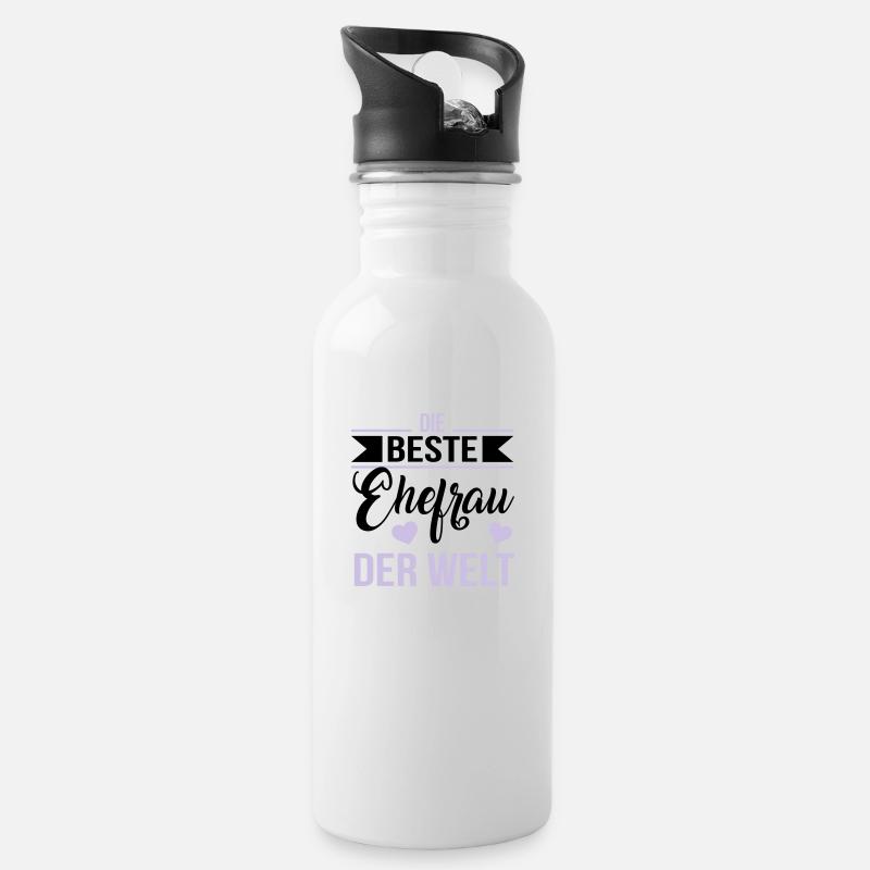 Die beste Ehefrau der Welt - Trinkflasche mit integriertem Trinkhalm - Weiß