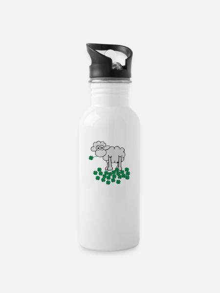 st. Patrick's sheep - Water bottle with straw - white