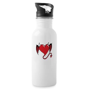evil heart - Water bottle with straw - white - Right