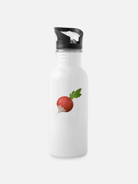 Radischen - Trinkflasche mit integriertem Trinkhalm - Weiß
