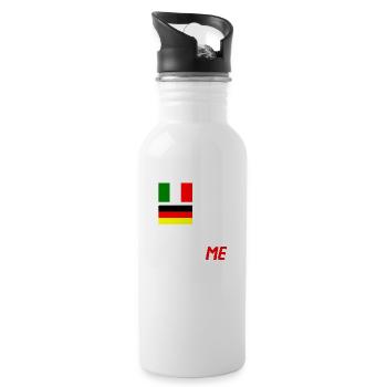 50% Italienisch 50% deutsch - Trinkflasche mit integriertem Trinkhalm - Weiß - Rechts