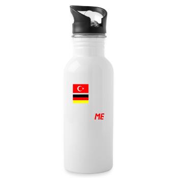50% Türkisch 50% Deutsch - Trinkflasche mit integriertem Trinkhalm - Weiß - Rechts