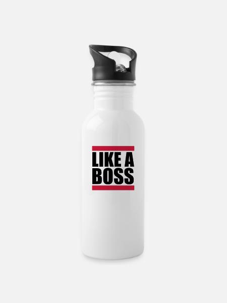 Like a Boss - Water bottle with straw - white
