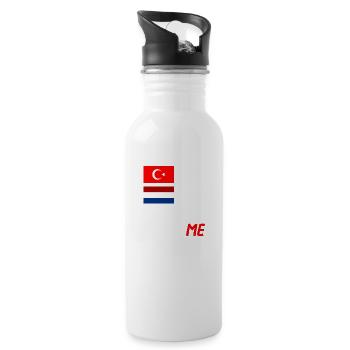 Half Nederlander half Turk - Water bottle with straw - white - Right