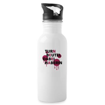 Turnbeutel - dabei - haberin - Trinkflasche mit integriertem Trinkhalm - Weiß - Rechts
