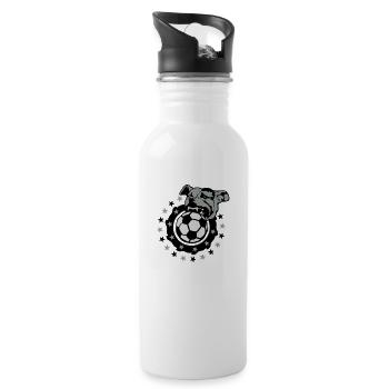 football soccer club logo dog pitbull dog - Water bottle with straw - white - Right