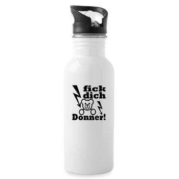 fick dich donner - Trinkflasche mit integriertem Trinkhalm - Weiß - Rechts