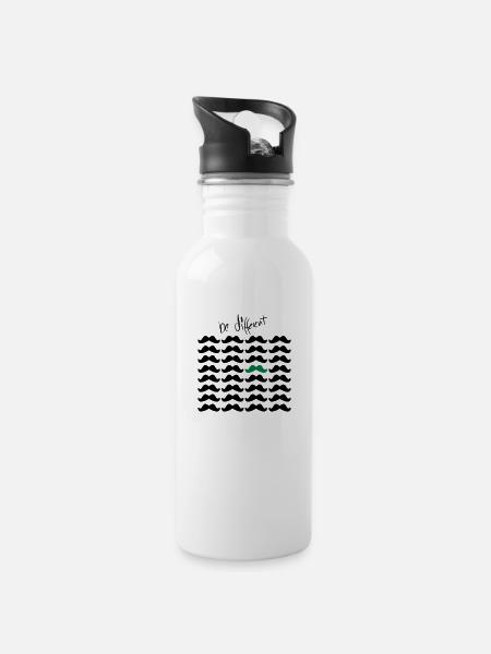 Mustache Moustache "be different" 2c - Gourde avec paille intégrée - blanc