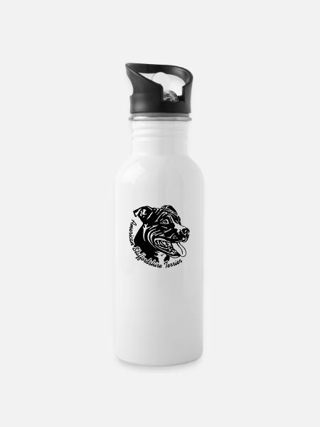 521 Staffordshire Terrier - Water bottle with straw - white