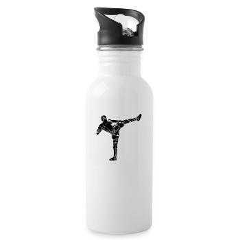 risse kratzer kickboxer kickboxen karate judo kamp - Trinkflasche mit integriertem Trinkhalm - Weiß - Rechts