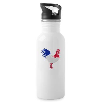 Hahn Frankreich - Trinkflasche mit integriertem Trinkhalm - Weiß - Rechts