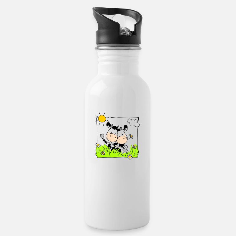 Cow Friends - Gourde avec paille intégrée - blanc
