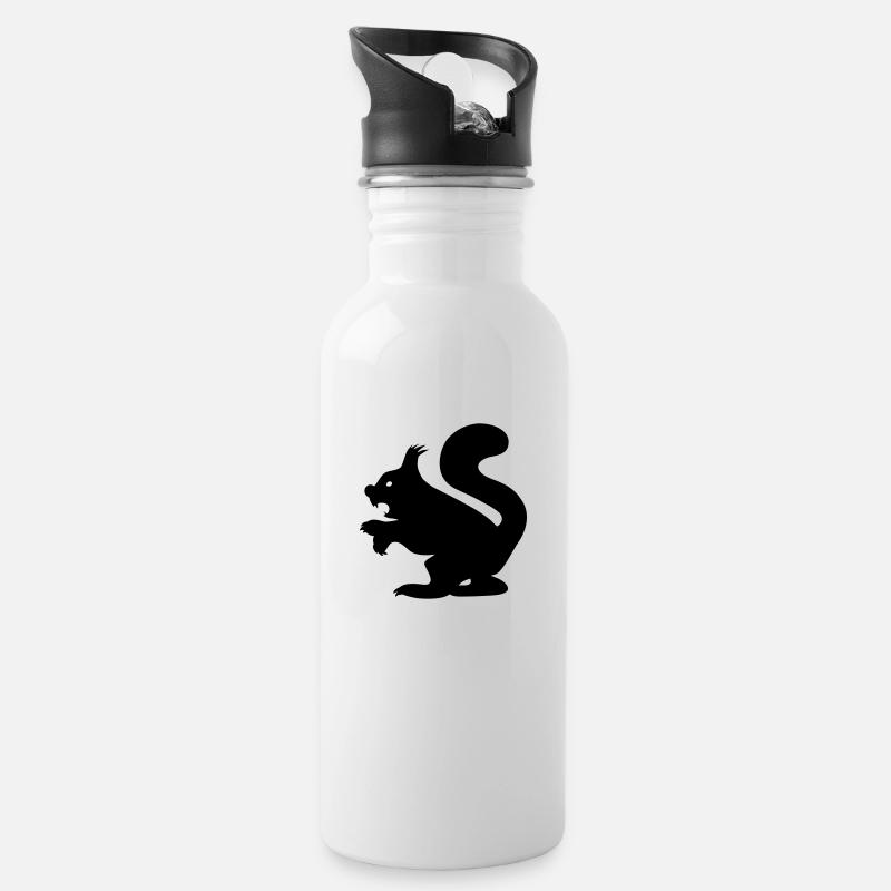 Killer Squirrel - Böses Eichhörnchen - Trinkflasche mit integriertem Trinkhalm - Weiß