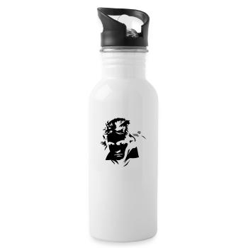 composer classical music face of beethoven - Water bottle with straw - white - Right