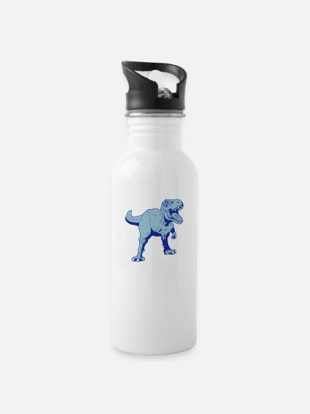 T-rex dinosaur - Water bottle with straw - white