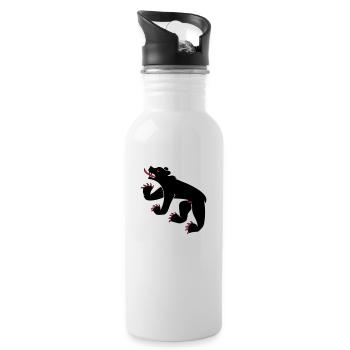Zeichnung einer Bär ensymbolflagge Bern Schweiz - Trinkflasche mit integriertem Trinkhalm - Weiß - Rechts