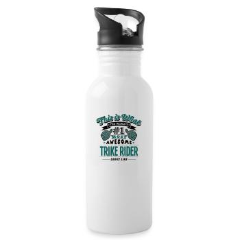 trike rider world no1 most awesome copy - Water bottle with straw - white - Right